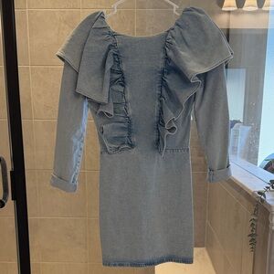 Zara Blue Denim Midi Dress